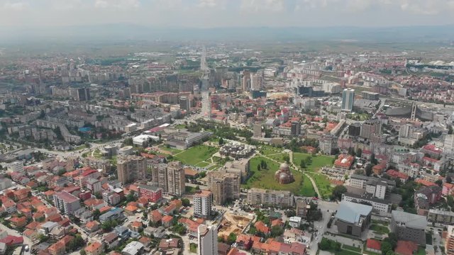 Aerial Serbia Kosovo Pristina June 2018 Sunny Day Mavic Air  Aerial video of downtown Pristina in Serbia on a beautiful sunny day.