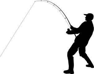 angler with fishing rod silhouette 