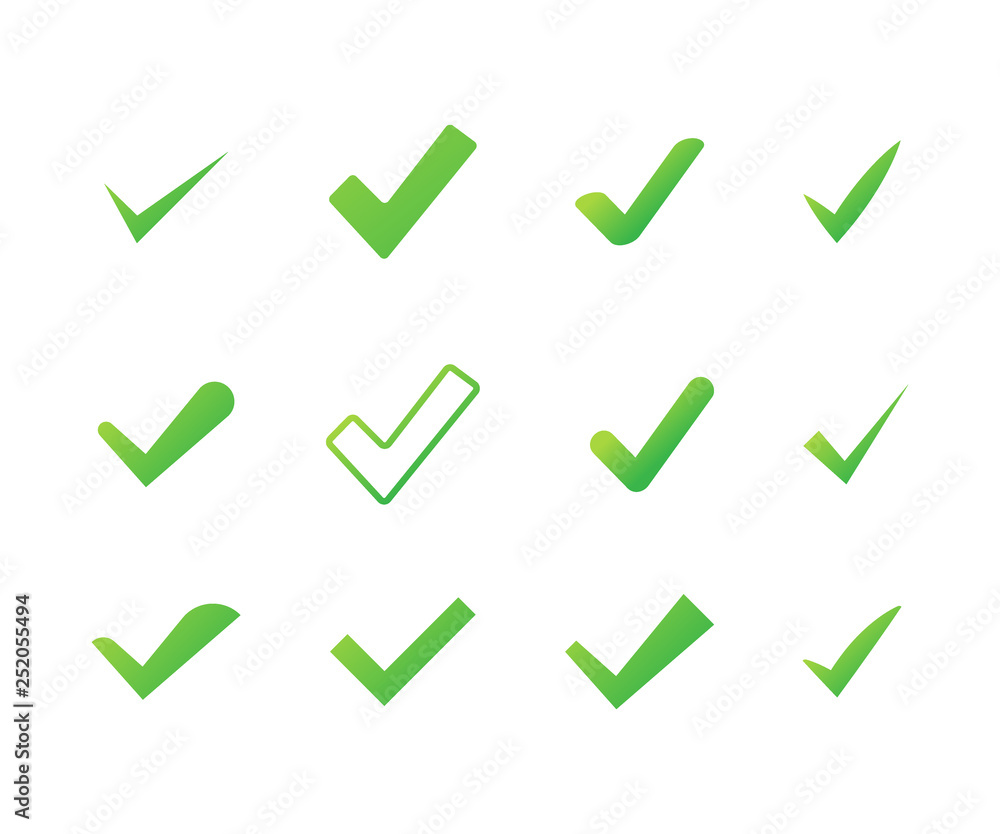 Poster set check marks or ticks. tick symbol, grunge check mark. vector illustration.