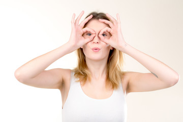 Fototapeta premium a girl is very positive