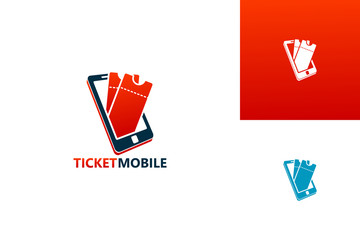 Ticket Mobile Logo Template Design Vector, Emblem, Design Concept, Creative Symbol, Icon