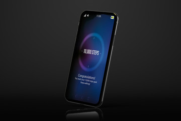 10000 steps goal black smartphone