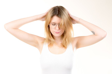 Fototapeta premium Girl with emotions sad anger mad scream