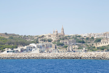 Panoramic view of Mgarr and its harbour on Gozo island, Malta