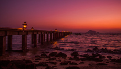 Obraz premium Old pier in sunset at Koh Yao Yai, Thailand