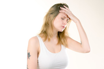 Fototapeta premium Girl with emotions sad anger mad scream