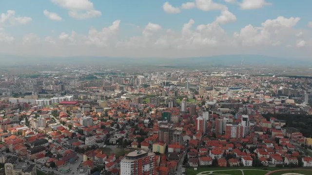 Aerial Serbia Kosovo Pristina June 2018 Sunny Day Mavic Air  Aerial video of downtown Pristina in Serbia on a beautiful sunny day.