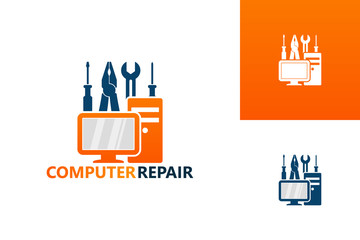 Computer Repair Logo Template Design Vector, Emblem, Design Concept, Creative Symbol, Icon