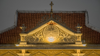 Roof top scuplture design of a temple