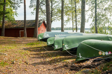 KOUVOLA, FINLAND - SEPTEMBER 20, 2018: Boats on the territory of Anjala manor.