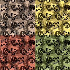 Set of four repainting options patterns with abstract spots and shapes. Eps10