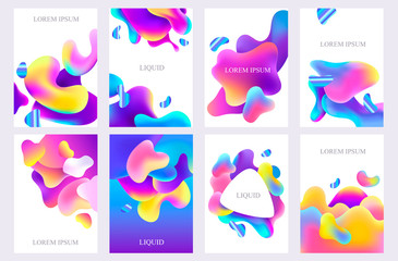 set of abstract banners with liquid fluid objects. vector illustration. colorful splash. Eps10