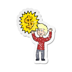 retro distressed sticker of a making money cartoon