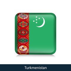 Flag of Turkmenistan - Square glossy badge
