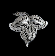 Vintage filigree silver brooch