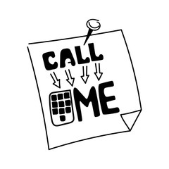 "call me" note, Sticker to record, vector
