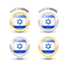 Made in Israel - Round labels with flags