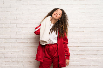 Teenager sport girl with curly hair