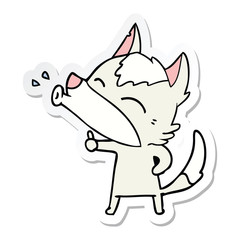 sticker of a howling wolf cartoon