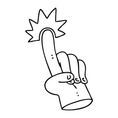pointing finger quirky line drawing cartoon