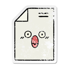 distressed sticker of a cute cartoon sheet of paper