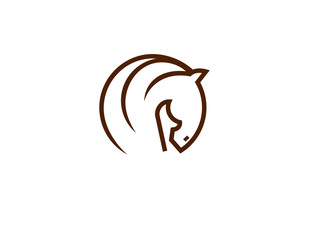 Abstract logotype brown horse a circle