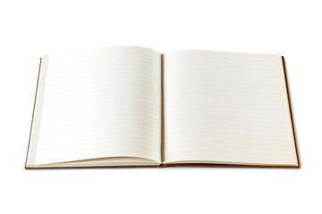 Open blank notebook isolated on white