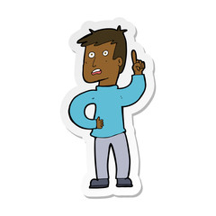 sticker of a cartoon boy with idea