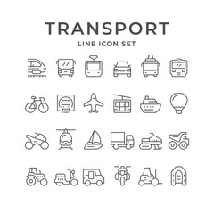 Set line icons of transport