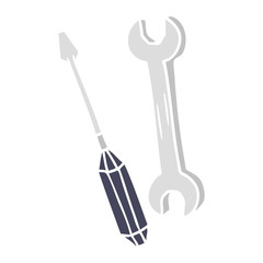 cartoon doodle of a spanner and a screwdriver