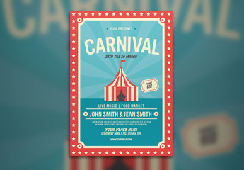 Carnival Flyer Layout with Tent Illustration