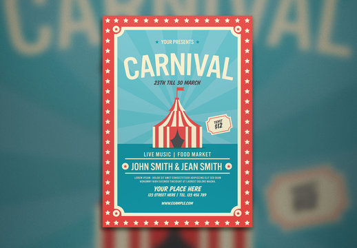 Carnival Flyer Layout with Tent Illustration