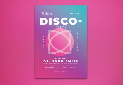Disco Event Flyer Layout with Gradients