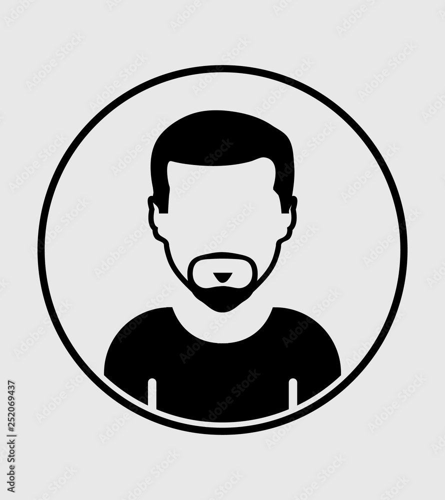 Poster man profile icon with circle shape on gray background