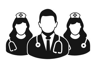 Medical Team Icon. With Doctor and Nurse symbols. Flat style vector EPS.