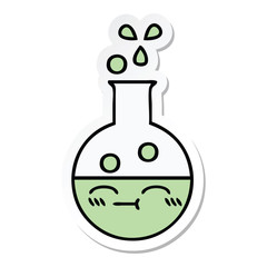 sticker of a cute cartoon test tube
