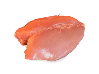 Chicken breast without skin. White diet chicken meat is a source of proteins, vitamins, microelements. Isolated on white background.