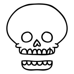 line drawing doodle of a skull head