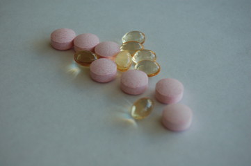 pills on white background