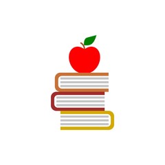 A red apple on a book, Education icon, Book with apple 