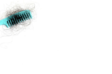 Hair loss, hair fall everyday serious problem, girl with a comb and problem hair.