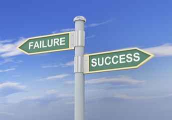 3d failure success road sign