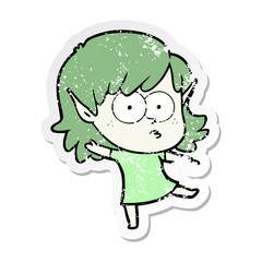distressed sticker of a cartoon elf girl dancing