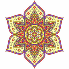 Beautiful flower mandala. Colorful vector designe.