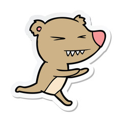 sticker of a angry bear cartoon