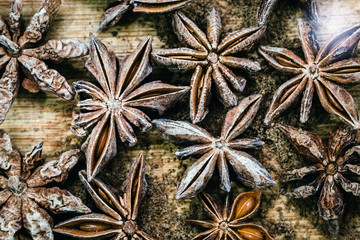 anise spice star anise background