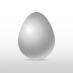 Vector single white realistic chiken egg isolated on white background with soft shadow. Perfect Easter holiday template.Three-dimensional illustration. Eps 10.