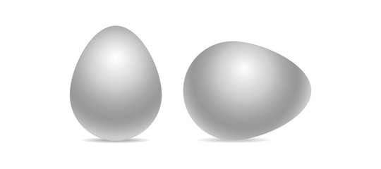 Vector white realistic chiken eggs isolated on white background with soft shadow. Perfect Easter holiday template.Three-dimensional illustration. Eps 10.