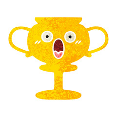 retro illustration style cartoon trophy