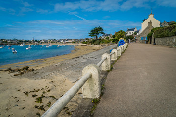 Batz island in Brittany in the summer, harbour and houses